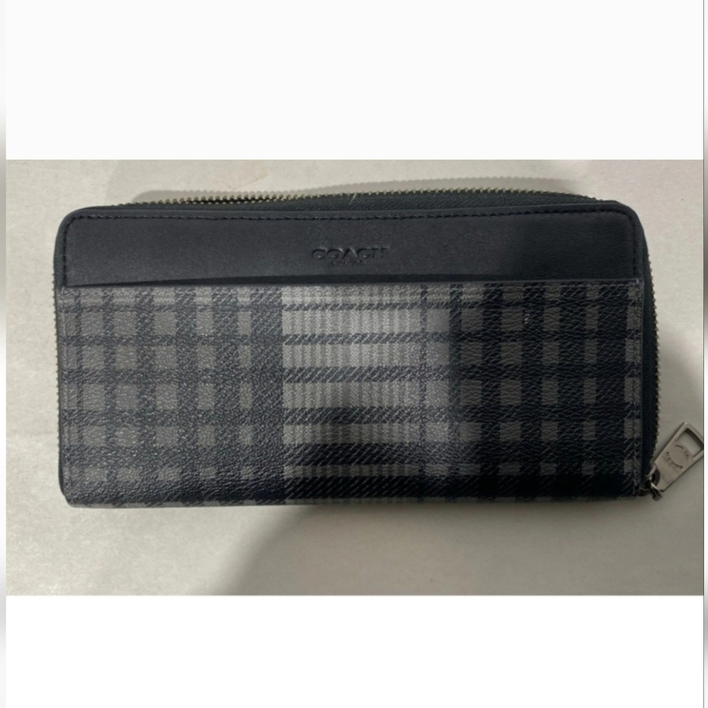 Coach Charcoal Checkered Wallet
